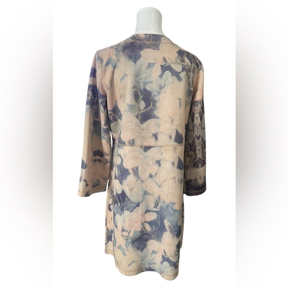 Anthropologie solitaire BOHO Floral Long Sleeve faux suede cardigan Sz Small - Picture 5 of 7